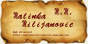 Malinka Milijanović vizit kartica